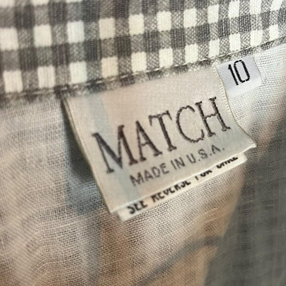 Vintage Match 10 Gingham Plaid Button Shirt Dress Black White Cottagecore Fall‎ - Picture 4 of 5